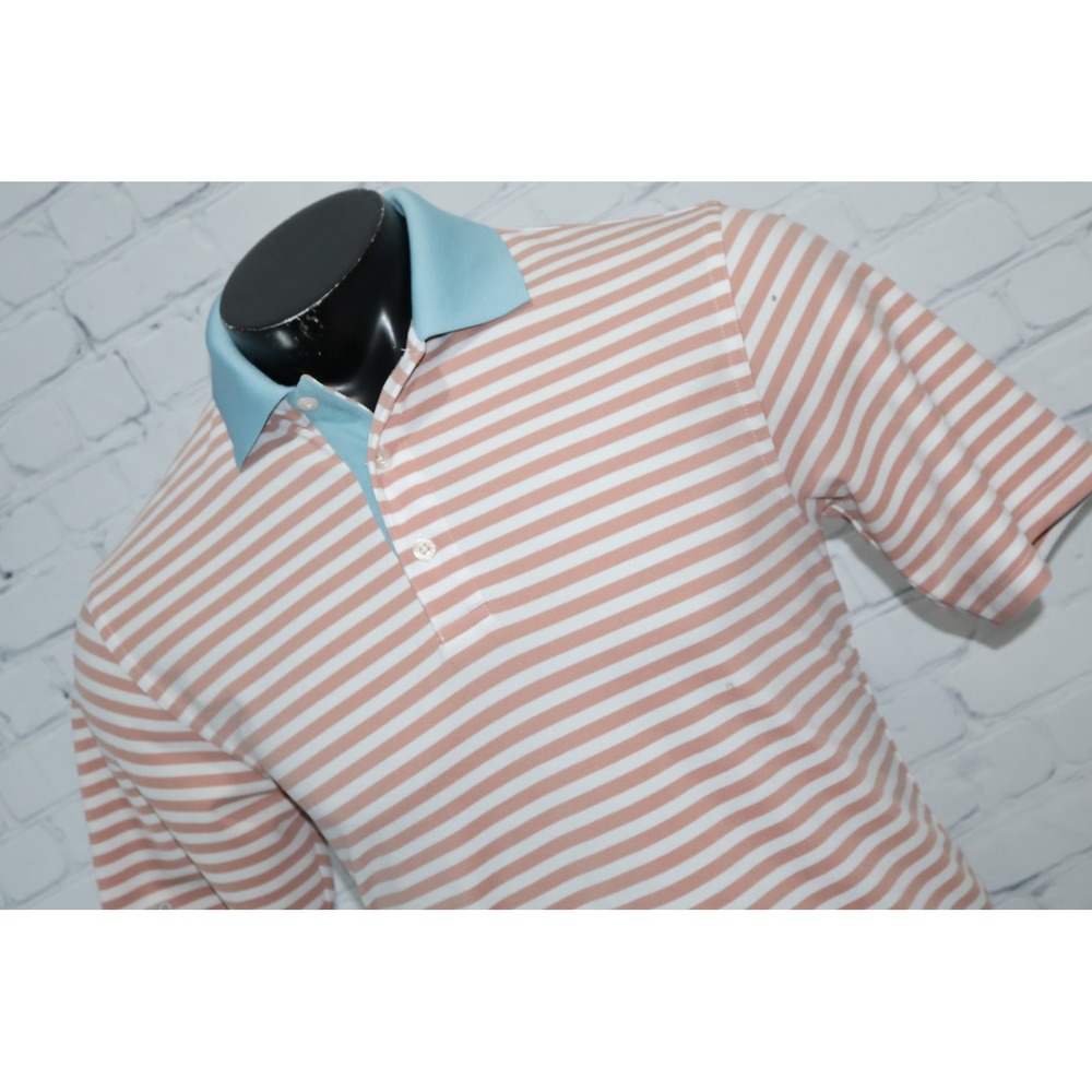 SSCO Southern Shirt Polo Mens Small Pink White Striped Polyester Blend Casual **